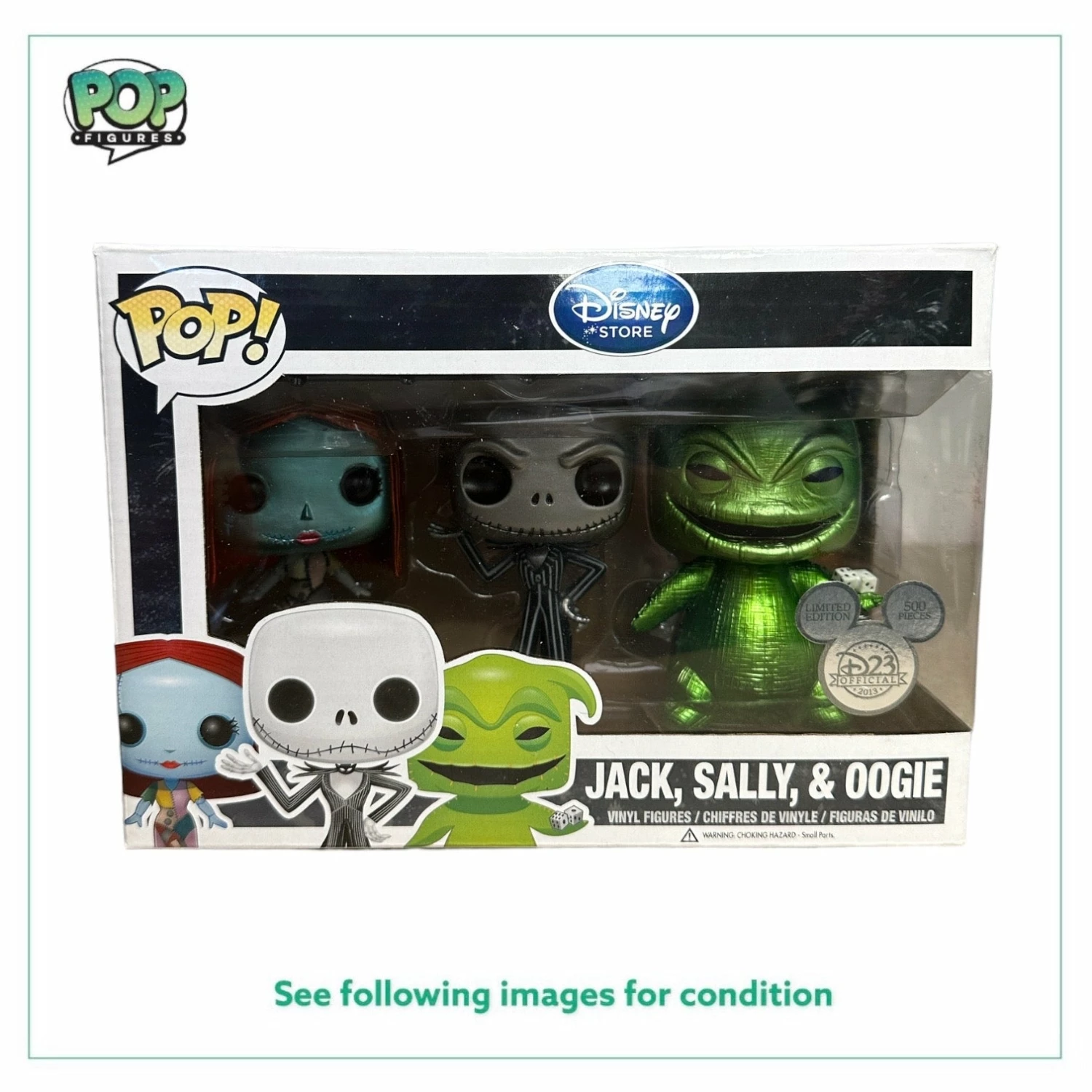 Jack, Sally, & Oogie (Metallic) 3 Pack Funko Pop! - Disney - D23 Expo 2013 Exclusive LE500 Pcs - Condition 9/10