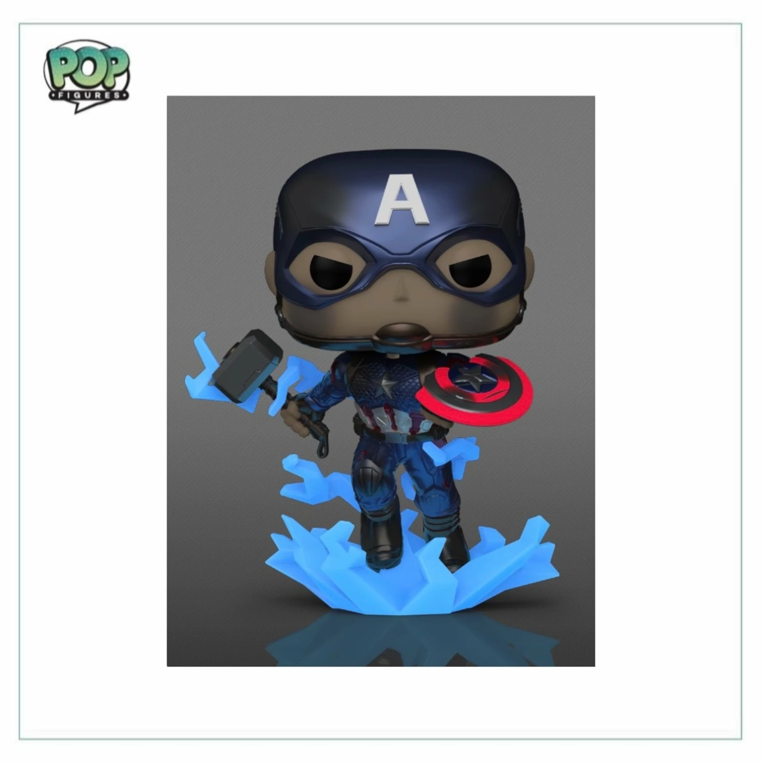 Captain America #1198 (w/ Mjölnir And Broken Shield / Metallic Glows In The Dark) Funko Pop! - Avengers Endgame - Volcano X Exclusive - Image 2